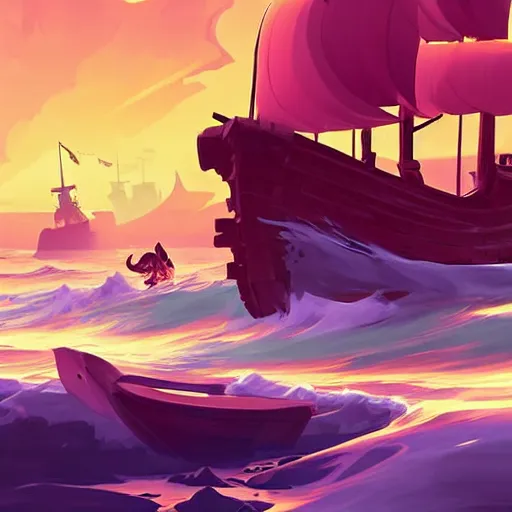 Image similar to painting treasure on sea of thieves game smooth median photoshop filter cutout vector, behance hd by jesper ejsing, by rhads, makoto shinkai and lois van baarle, ilya kuvshinov, rossdraws global illumination