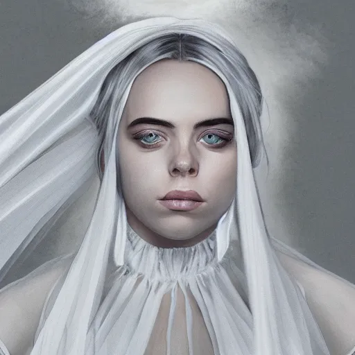 Image similar to fashion model billie eilish wearing wedding dress high detail lineart dramtic lighting artstation by trevor henderson by rossd raws cinematic dramatic