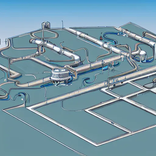 Prompt: working the night shift at a water treatment facility, highly detailed in the art style of realism