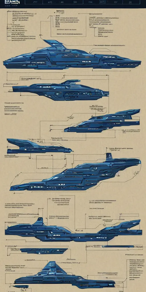 Image similar to detailed infographic blueprint of a spaceship in the style of eve online