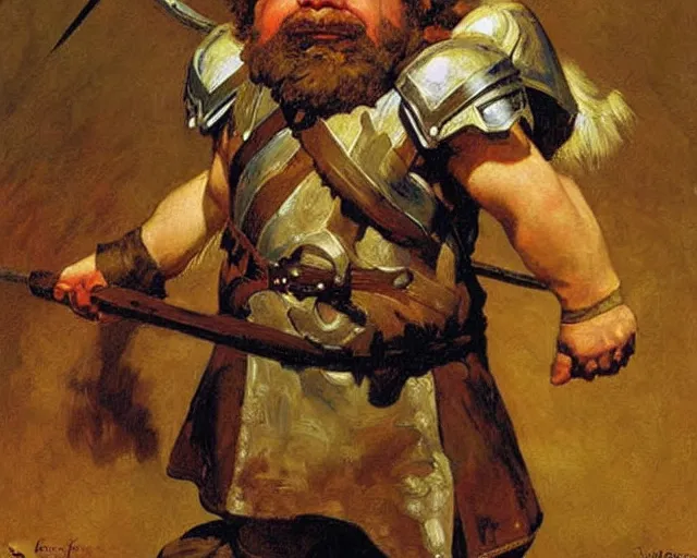 Prompt: portrait of a dwarf warrior, painting by j. c. leyendecker