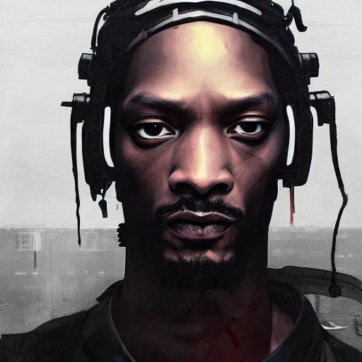 Prompt: a beautiful ukiyo painting of snoop dog cyberpunk blade runner, dramatic pose, wearing japanese techwear, detailed symmetrical, intricate complexity, concept art, by ismail inceoglu dragan bibin hans thoma greg rutkowski alexandros pyromallis nekro rene maritte illustrated, perfect face, fine details, realistic shaded, fine - face, pretty face