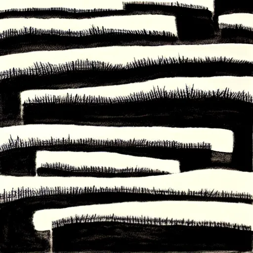 Image similar to zen reeds, ink art