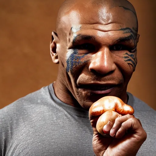 Prompt: mike tyson eating a handful of shrooms on joe rogan podcast