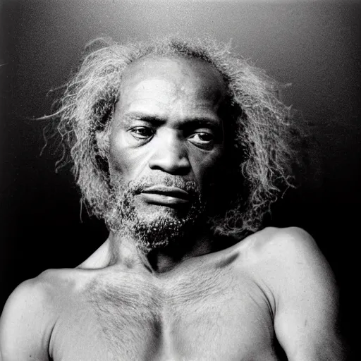 Prompt: Moses. Close-up studio portrait by Robert Mapplethorpe. Tri-x