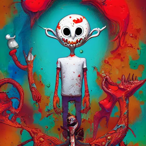 Image similar to high guy by Alex Pardee and Nekro and Petros Afshar, unstirred paint, vivid color, cgsociety 4K
