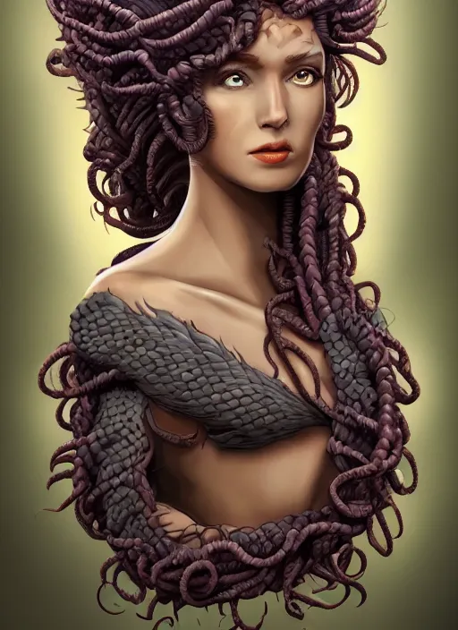 Image similar to medusa but her hair is made of geese, digital art, trending on artstation