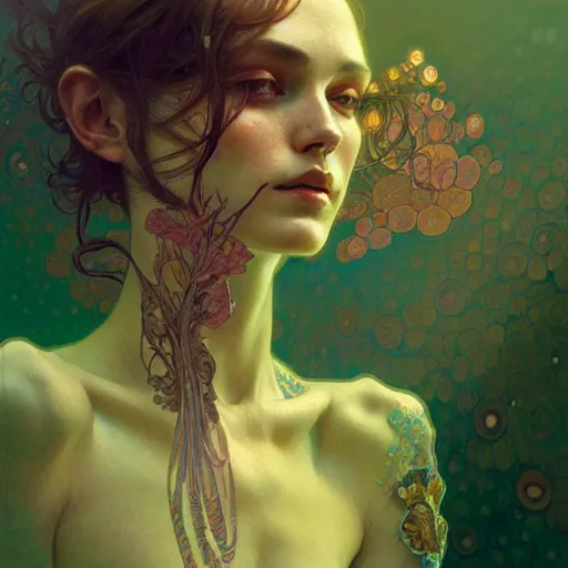 Prompt: An extremely psychedelic portrait, surreal, LSD, face, detailed, intricate, elegant, lithe, highly detailed, digital painting, artstation, concept art, smooth, sharp focus, illustration, art by Krenz Cushart and Artem Demura and alphonse mucha