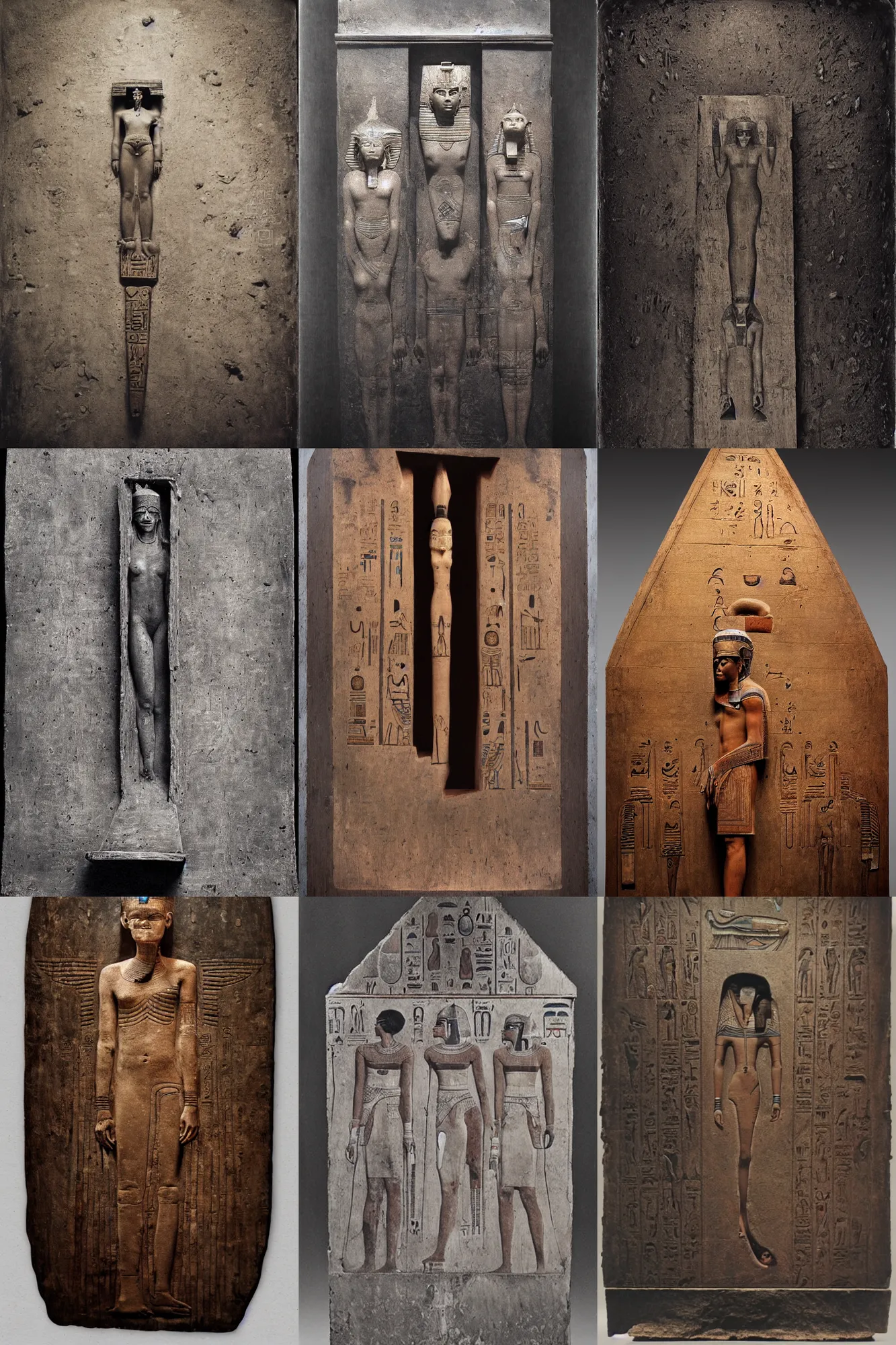 Prompt: wet plate photography ancient egyptian wooden coffin, scp, beksinski, barlowe