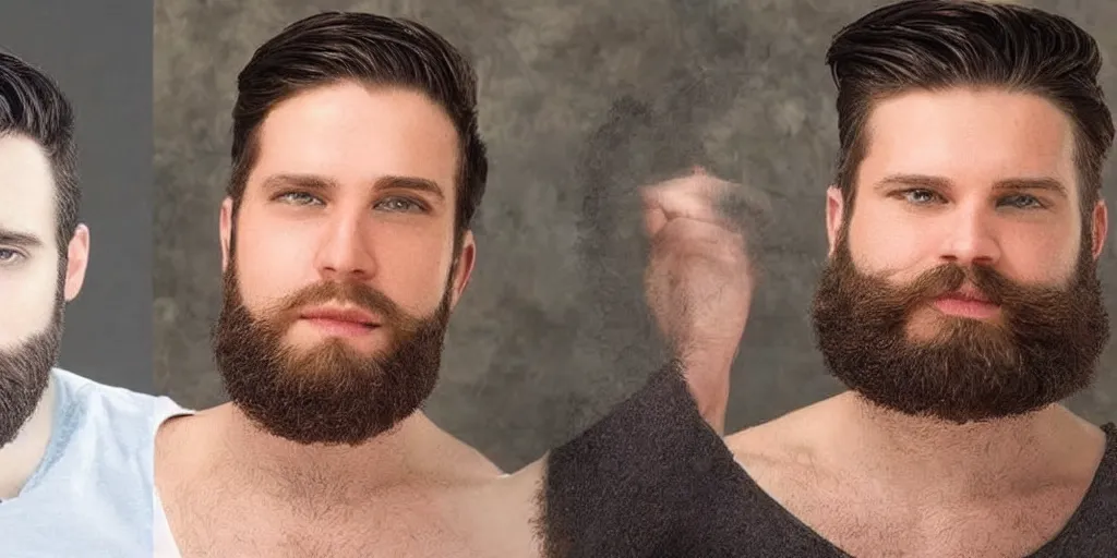 Prompt: before and after beard vs no beard