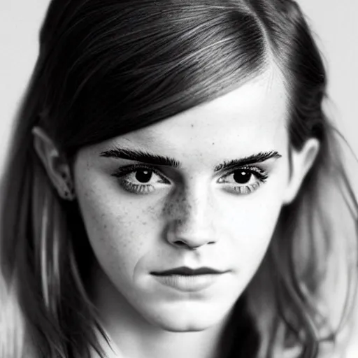 Image similar to Emma Watson closeup face shoulders very long hair Vogue fashion shoot fashion poses detailed professional studio lighting dramatic shadows professional photograph by Cecil Beaton, Lee Miller, Irving Penn, David Bailey, Corinne Day, Patrick Demarchelier, Nick Knight, Herb Ritts, Mario Testino, Tim Walker, Bruce Weber, Edward Steichen, Peter Lindbergh, Albert Watson