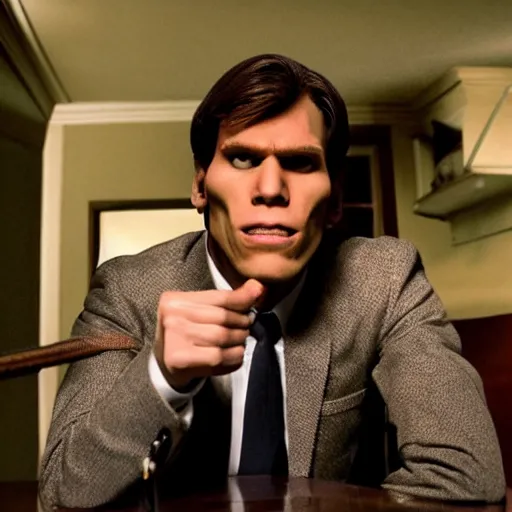 Image similar to Live Action Still of Jerma in Pulp Fiction, real life, hyperrealistic, ultra realistic, realistic, highly detailed, epic, HD quality, 8k resolution, body and headshot, film still