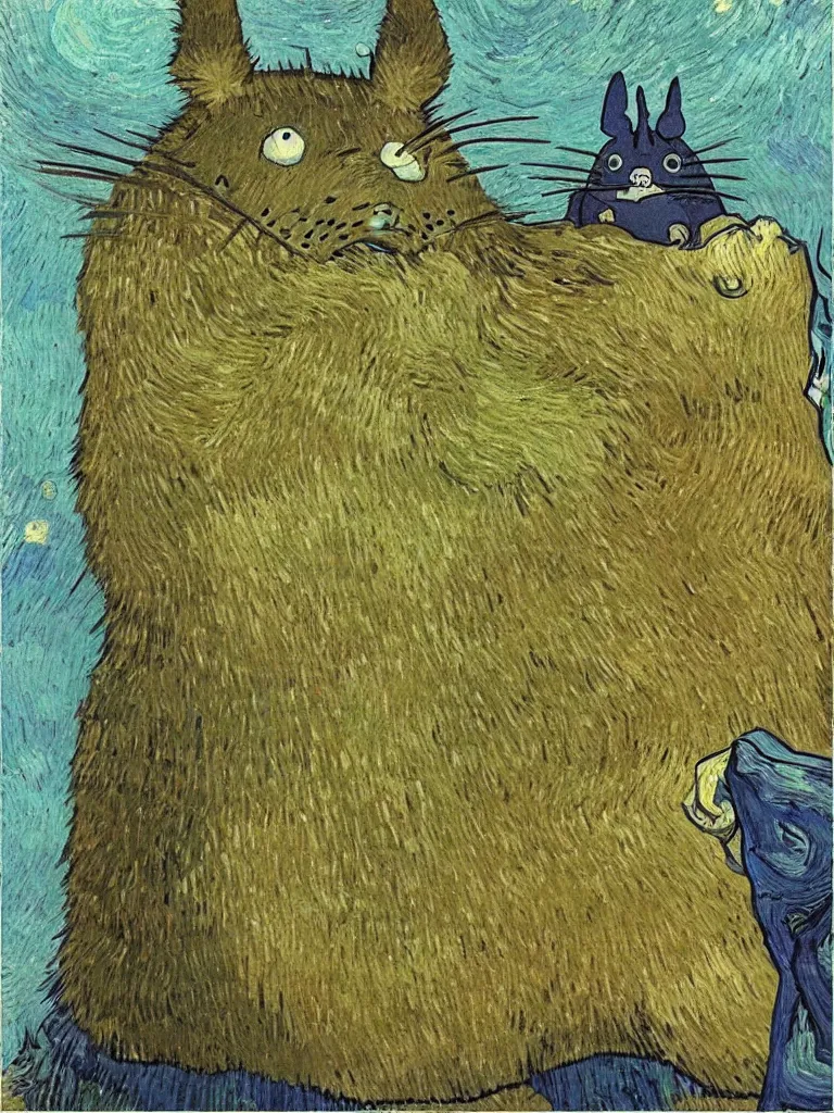 Image similar to “Totoro by Vincent Van Gogh”