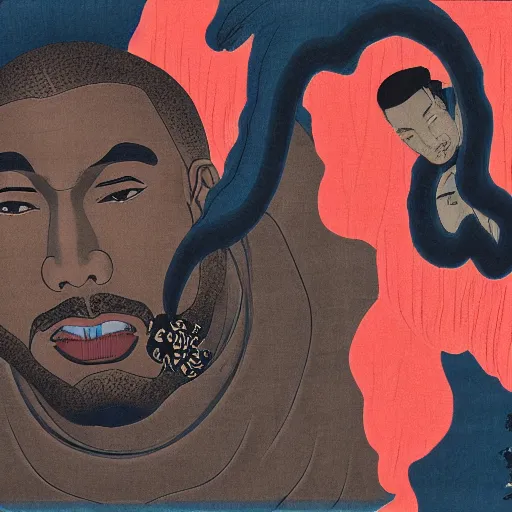 Image similar to ukiyo - e art of kanye west