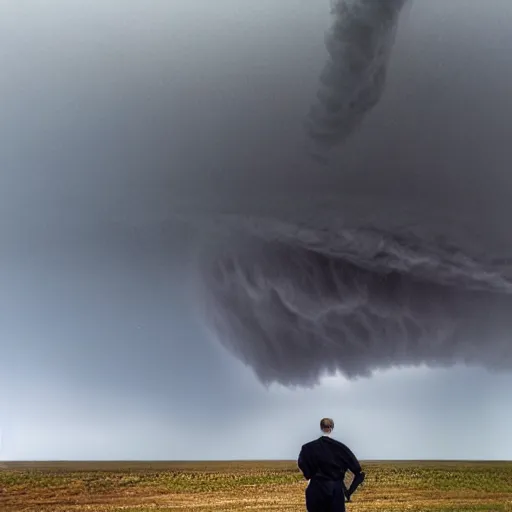 Prompt: a man in a tornado