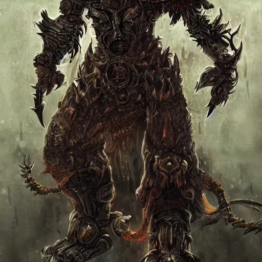 Prompt: a druid turning into a machine wolf, chaos, night, rot, blood, epic art, dark souls, highly detailed and intricate, trending on artstation