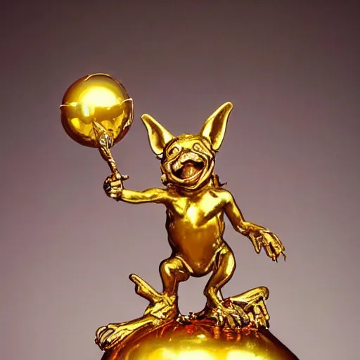 Prompt: a happy cute Lucky Golden Goblin statue, bright art masterpiece artstation. hyper details, golden smooth material, sculpted by Alex Alice, Craig Mullins, yoji shinkawa, trending on artstation, beautifully lit, Peter mohrbacher, hyper detailed, insane details, intricate, elite, elegant, luxury, glittering light, CGsociety, hypermaximalist, golden ratio, treasure background, volumetric, octane render, weta digital, micro details, 3d sculpture