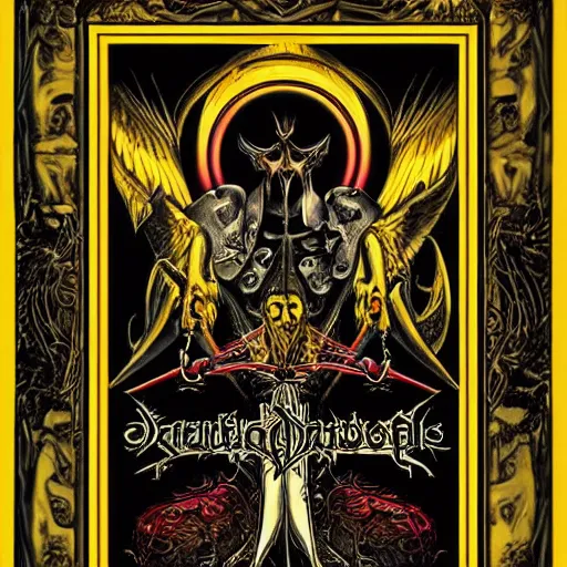 Image similar to diabolus in musica, two frames!!! composition, album cover art in a style of motorhead