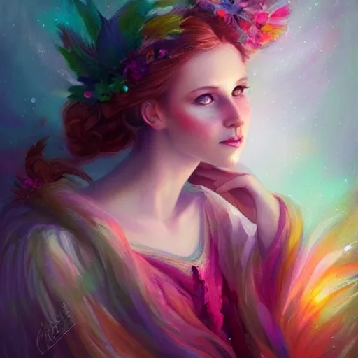 Image similar to colorful and Festive Captivating Fairy portrait, atmospheric lighting, painted, intricate, highly detailed by Charlie Bowater
