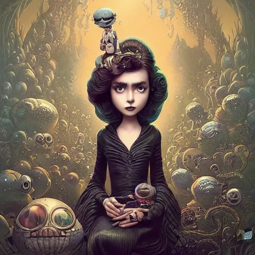 Image similar to Lofi portrait Pixar style by Joe Fenton and Stanley Artgerm and Tom Bagshaw and Tim Burton, dio de los murertos