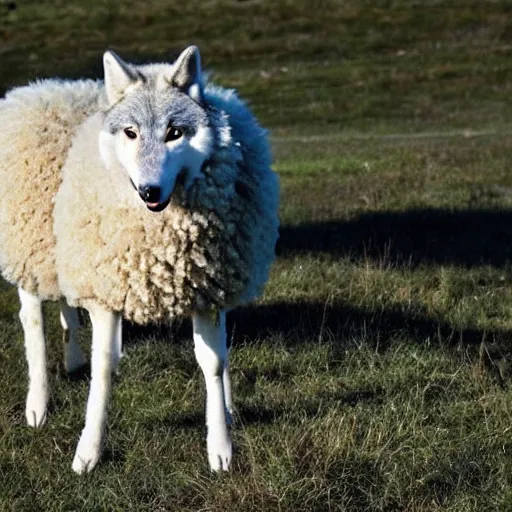 Image similar to a wolf dressed up as a sheep