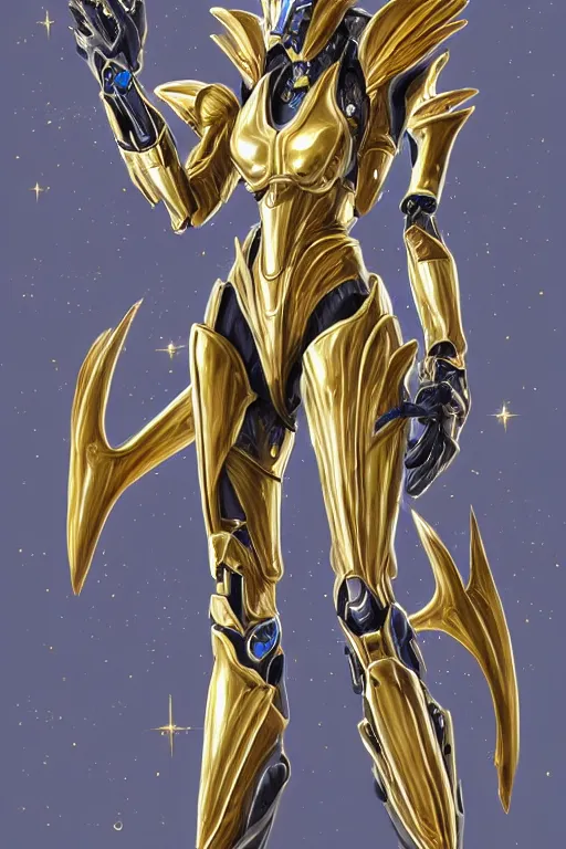 Image similar to intricate high detailed elegant beautiful stunning quality cosmic huge giantess hot female warframe anthro mecha female dragon goddess, gold body, sleek metal ears, sleek eyes, smooth blue skin, sleek gold armor, bigger than galaxy, epic proportions, epic scale, epic size, warframe destiny, furry, dragon art, goddess, giantess, furaffinity, octane