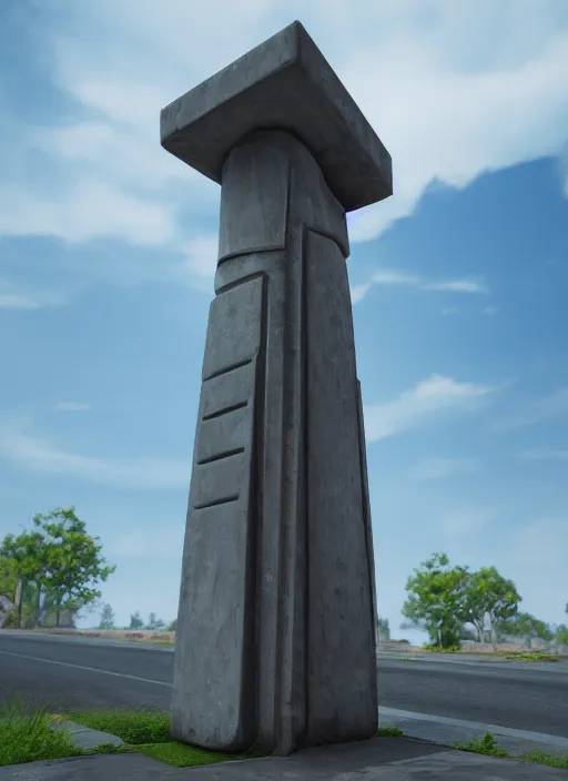 Prompt: highly detailed render of a futuristic monument stele standing on the road made in unreal engine 4