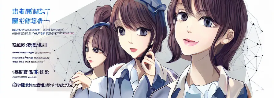 KREA - pattern of anthropomorphic social 3 d anime girls accompanying  artificial intelligence blueprint