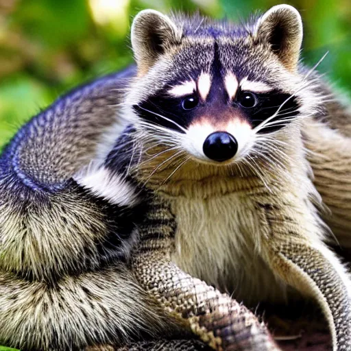 Image similar to photo of a hybrid between a snake and a raccoon