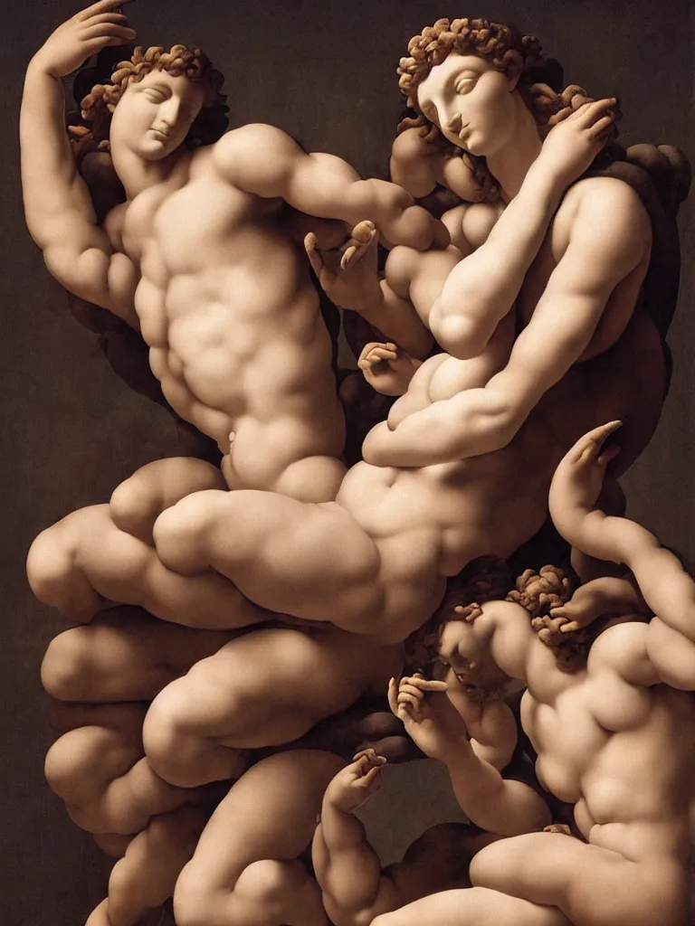 Image similar to fragrance advertising campaign sculpted by michelangelo