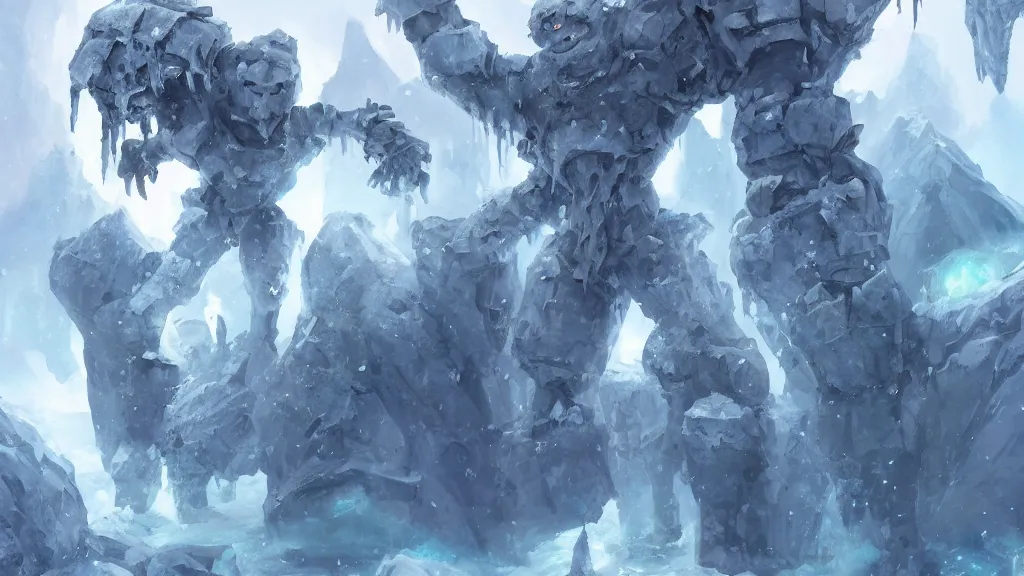 Prompt: an ice golem, fantasy artwork, award winning, very very very very very very very beautiful, artstation