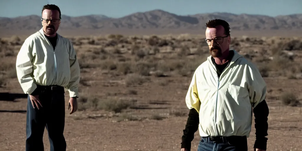 Image similar to Matthew Perry as Walter White on on the set of Breaking Bad, 90mm