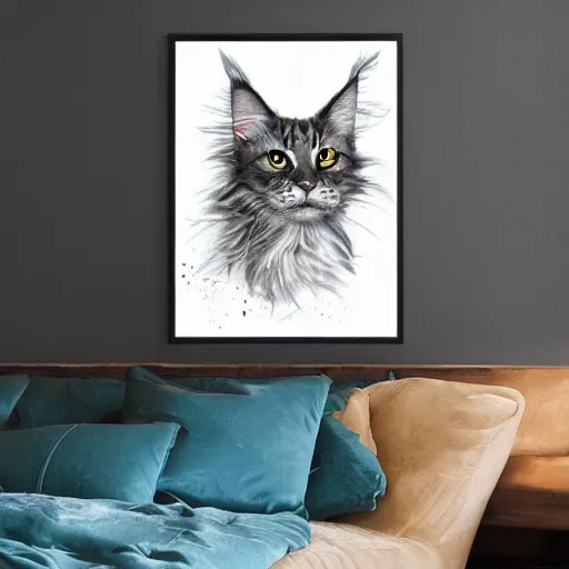 Prompt: realistic giant maine coon cat in space nebula art