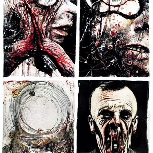 Prompt: Graphic Illustration, Creative Design, Good vs Evil, Biopunk, Body horror, by Ralph Steadman, Francis Bacon, Hunter S Thompson