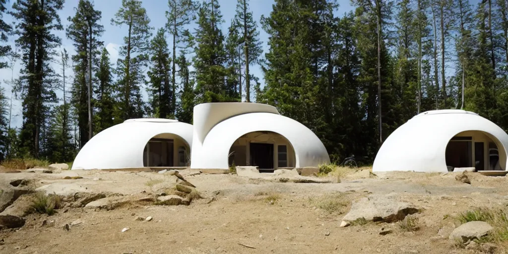 Image similar to futuristic yurt in the style of george suyama, concrete and steel, many square windows