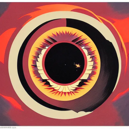 Image similar to impasto terrifying by shepard fairey, by ed mell. a beautiful collage of a black hole consuming a star.