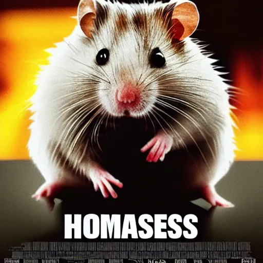 Image similar to homeless hamster, sad, movie poster, cinematic