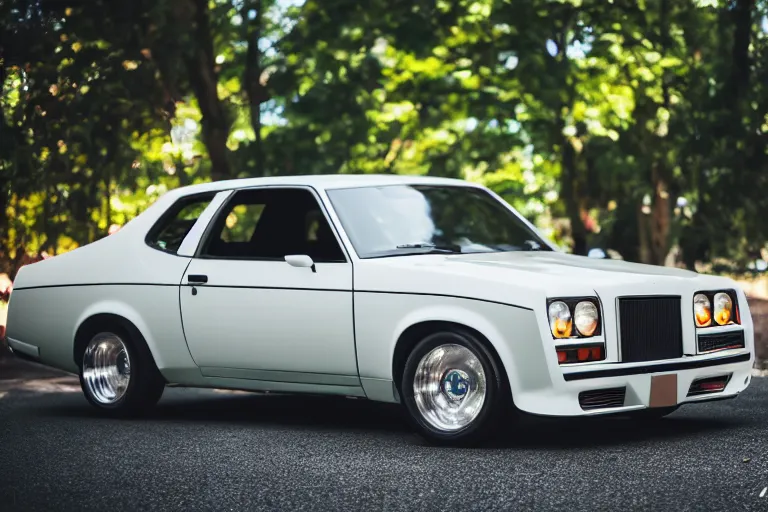 Prompt: 1975 supercharged with a blower Chevette, XF IQ4, 150MP, 50mm, F1.4, ISO 200, 1/160s, natural light, Adobe Photoshop, Adobe Lightroom, photolab, Affinity Photo, PhotoDirector 365