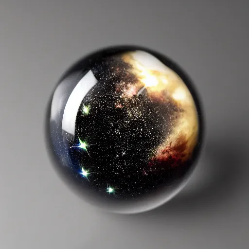 Prompt: high definition galaxy encapsulated inside a glass marble, held in between fingers, ultra realistic