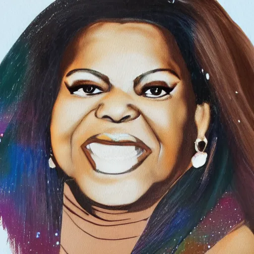 Prompt: a mixed media painting of Gloria gaynor
