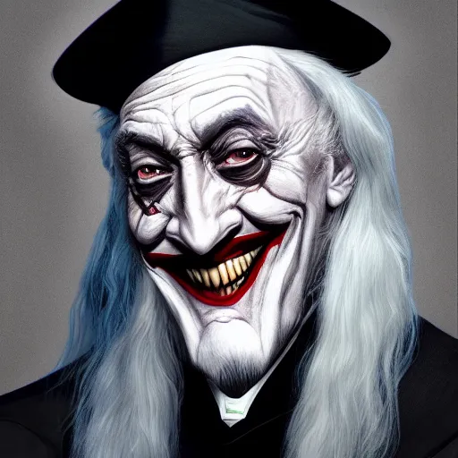 Prompt: Professor Dumbledore is the Joker, hyperdetailed, artstation, cgsociety, 8k