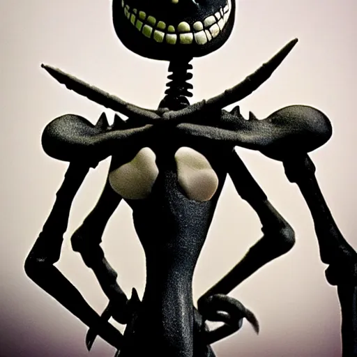 Image similar to jack skeletor in tim burton ’ s nightmare before christmas, stop motion animation