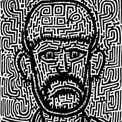 Prompt: hyperrealistic Karl Marx in the style of Keith haring, 8K