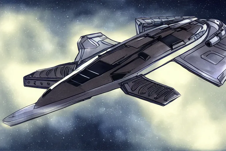 Image similar to spaceship on hyperspeed, concept art