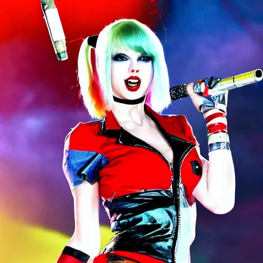 Prompt: taylor swift as harley quinn from suicide squad