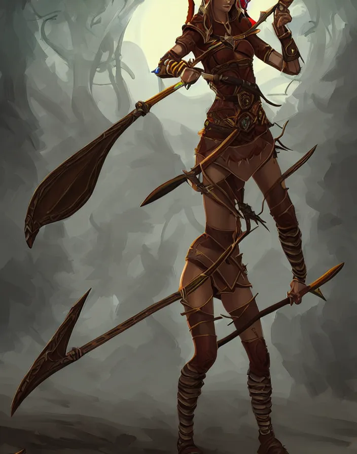 Image similar to super epically realized digital art depicting an elf huntress, inspired by old roguelikes.