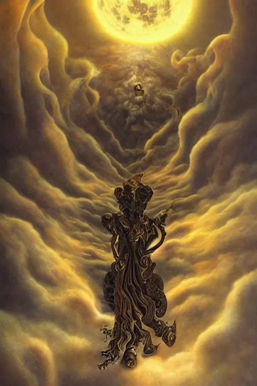 Prompt: Intricate stunning highly detailed Salvador Dali depicted as HammerFall’s lead vocalist, digital painting by agostino arrivabene and Vladimir Kush, surreal, ultra realistic, Horror vacui, dramatic lighting, full moon, thick black swirling smoke tornado, burning fire embers, artstation