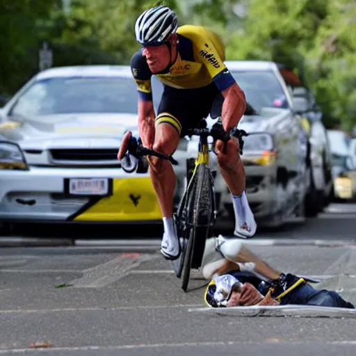 Prompt: Bicycle crash,Lance Armstrong, 8k, award winning photo