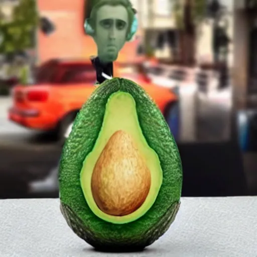 Prompt: nicolas cage as an avocado chair