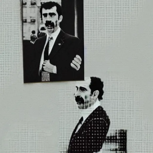 Image similar to borat running for president, vintage photograph, full image, realistic, damaged photograph